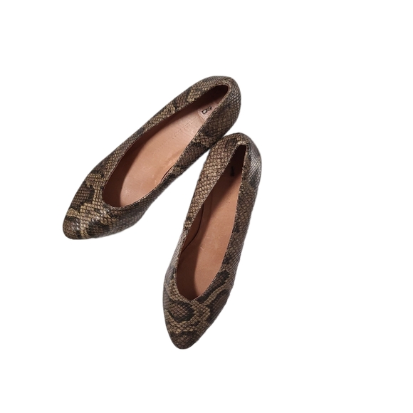 Anthropologie Schuler & Sons brown/taupe snakeskin heels, size 8-1/2 - Picture 4 of 7